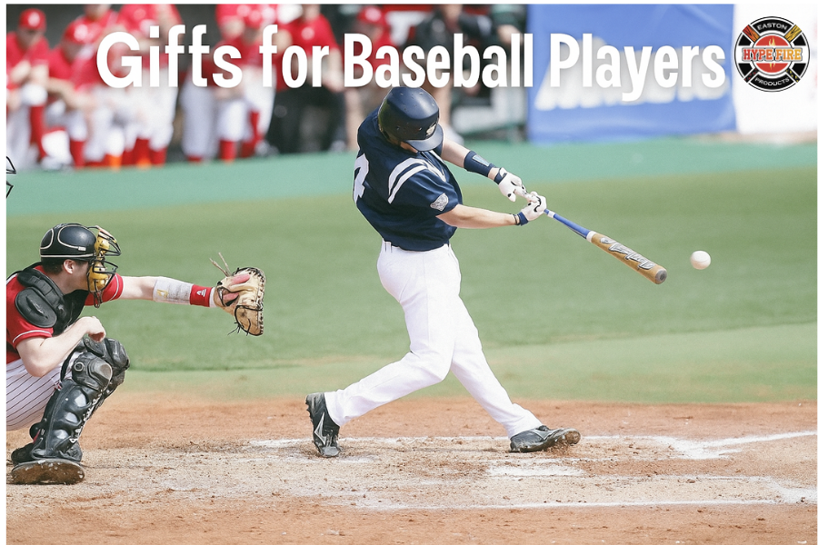 Various gift options for baseball players, showcasing equipment, clothing, and personalized items.